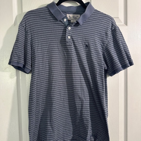 Original Penguin Navy and White Striped Polo - Picture 1 of 2